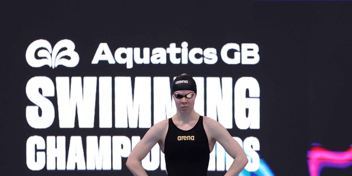 Laura Stephens Speedo Aquatics GB Swimming Champs branding 