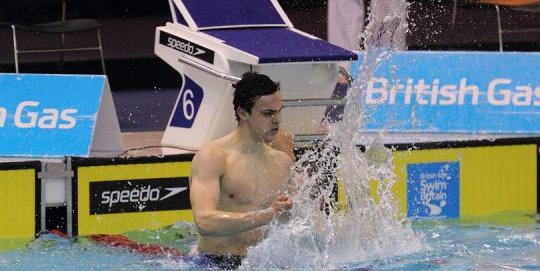 Guy focused ahead of swimming starting in Kazan